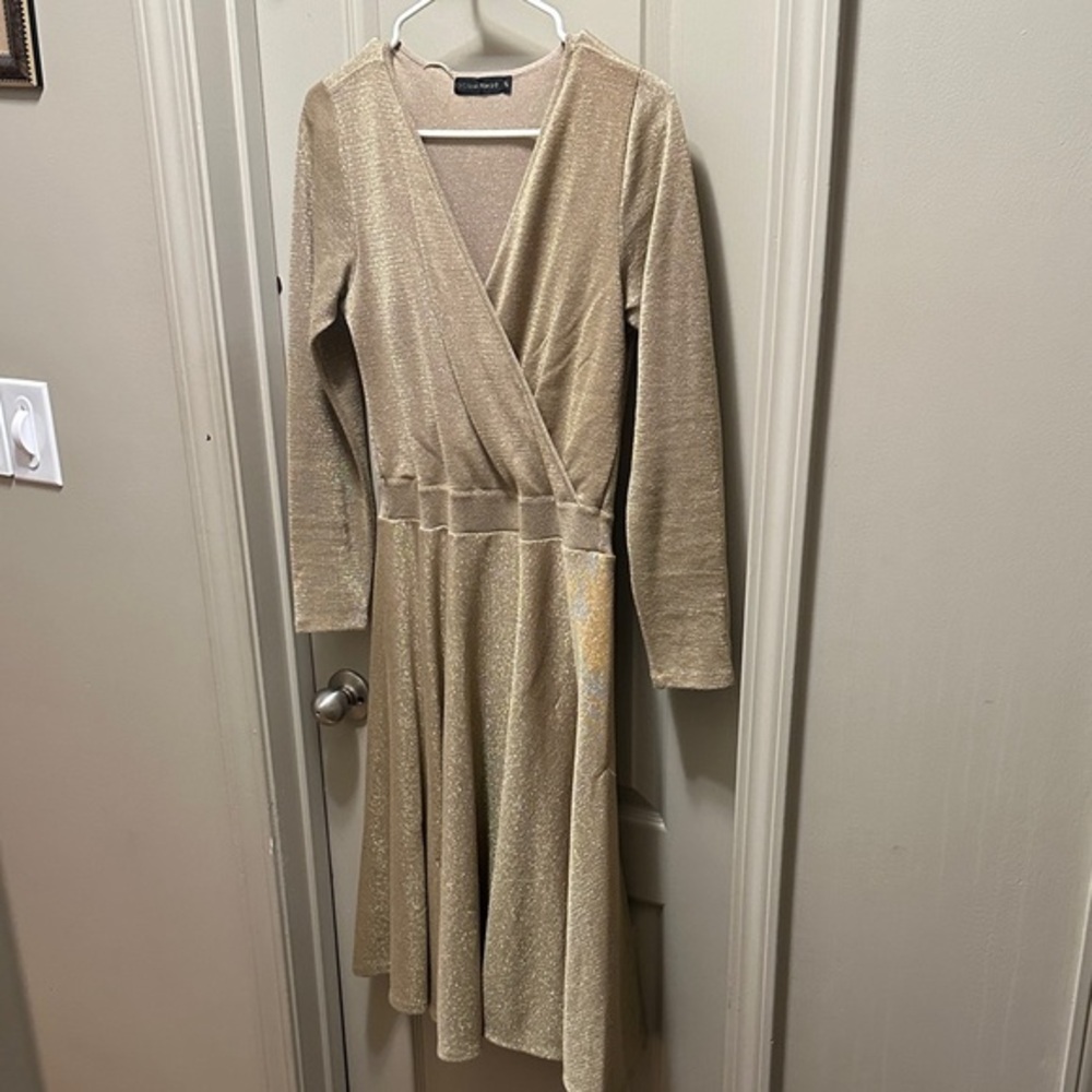 Elegant Gold Wrap Dress